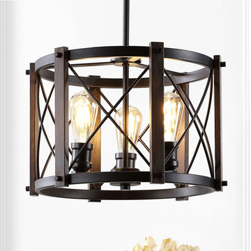 Ferme 16" Adjustable Iron Rustic Farmhouse LED Pendant - JONATHAN Y